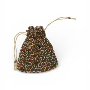 vintage "Candy Dot" reversible beaded drawstring pouch purse
